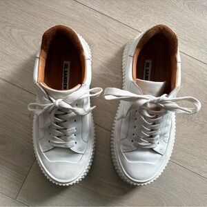 Jil Sander White Leather Platform Sneaker | Size 36